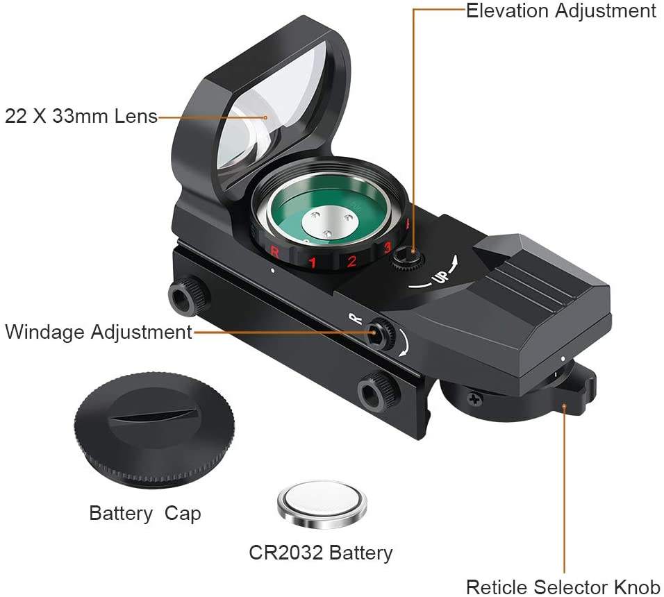 LUGER 1X22X33 HD101 Reflex Sight Red Membrane Lens